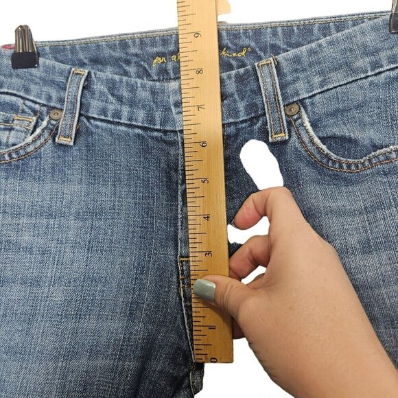 7 For All Mankind Womens Denim Blue A Pocket Flare Jeans Soft Stretch Size 29 - Picture 11 of 13